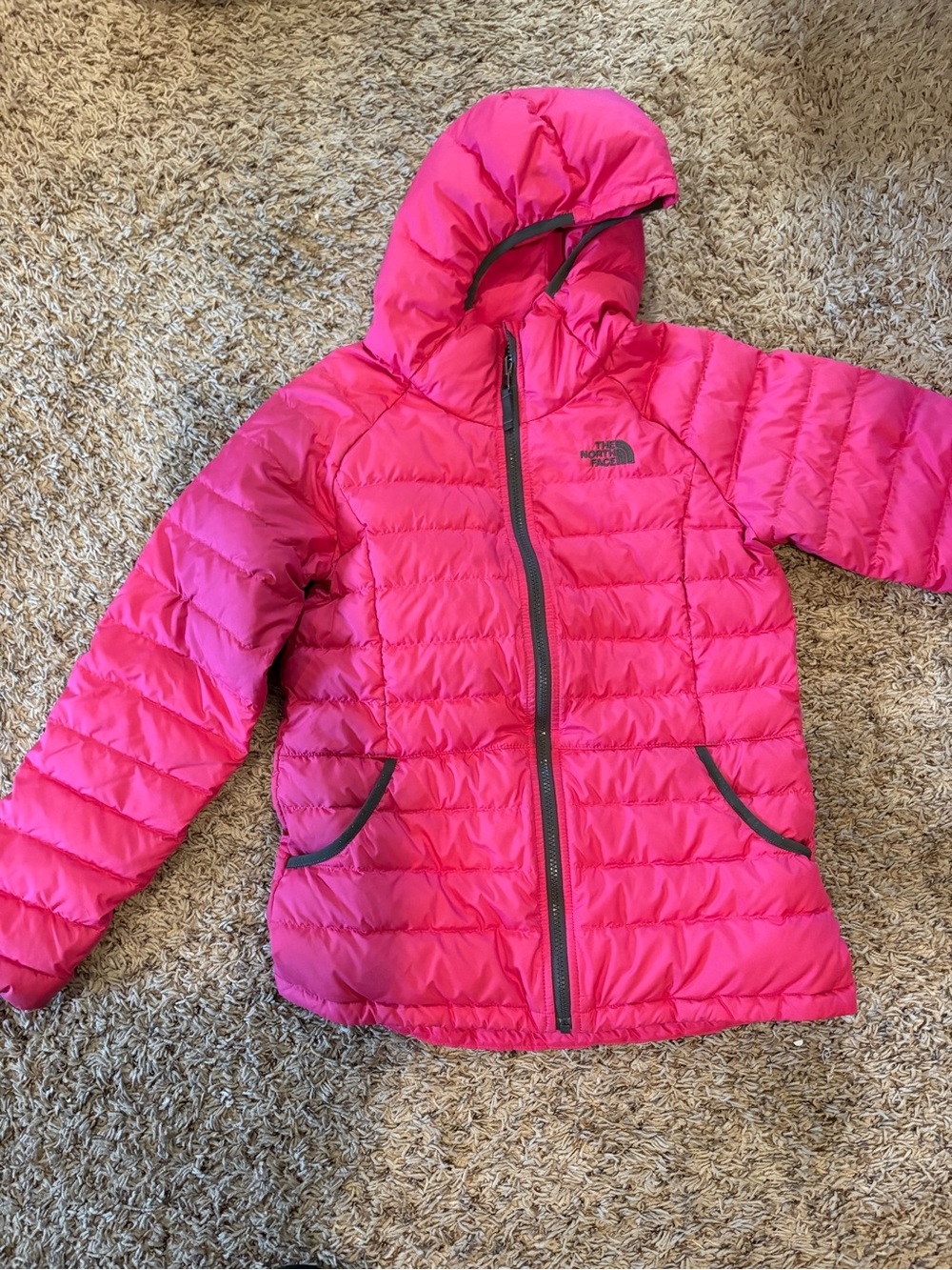 The North Face Girls' Bright Pink Hooded Puffer Jacket